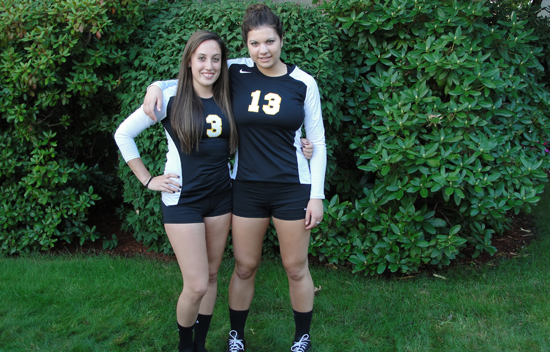Seniors Nicole Wetherbee and Julie Rahilly were honored prior to the match