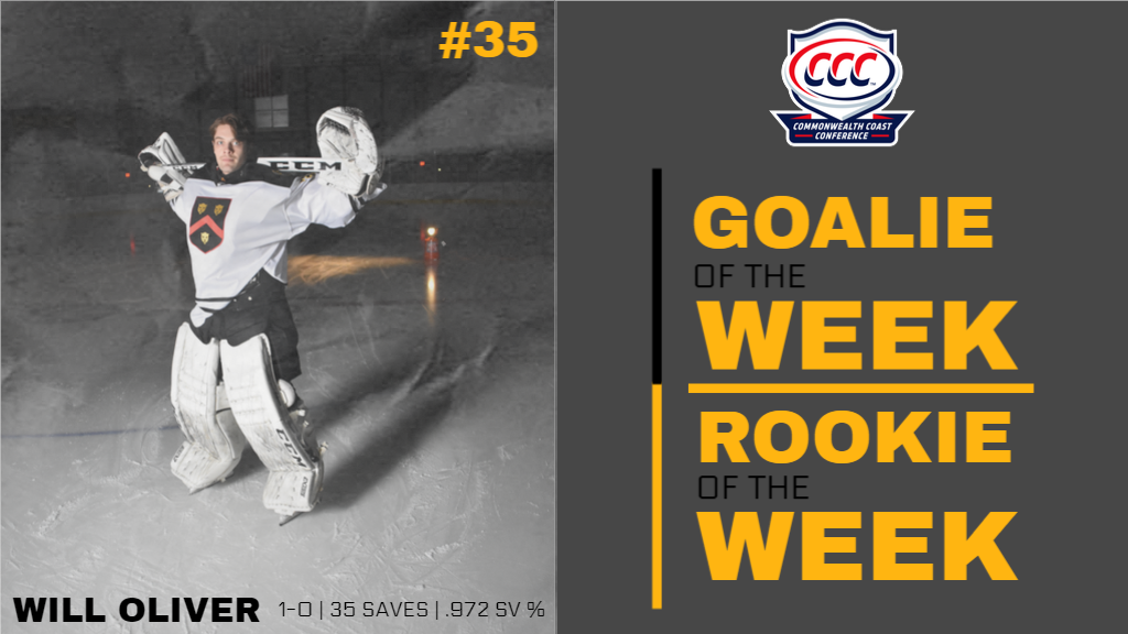 Oliver Earns CCC Goaltender, Rookie of the Week Honors